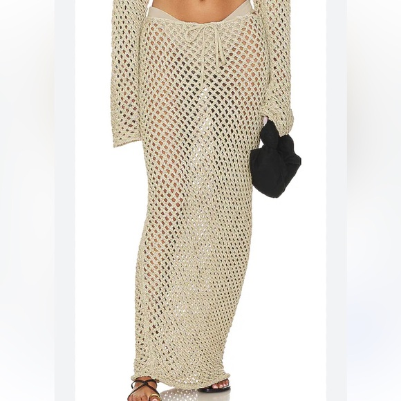 Bananhot Other - Bananhot Magen Knit Maxi Skirt in Beige Crochet Maxi Skirt M/L